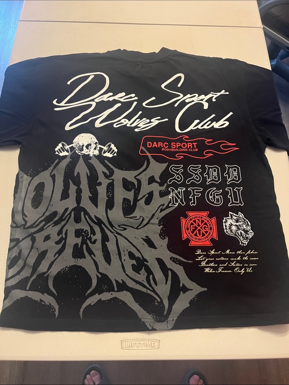 Darc Sport Black Wolves Club Graphic Tee with White and Red Prints